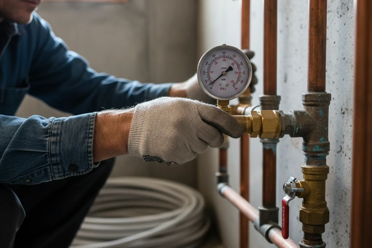 Pressure testing a repaired line during Water Line Repair in Wethersfield